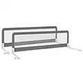 HONEY JOY Bed Rail for Toddlers, 71-in Extra Long, Portable Safety Bed Guardrail w/Double Safety Child Lock, Foldable Baby Bed Rail Guard, Fit King & Queen Full Twin Size Bed Mattress (Gray, 2 Pack)