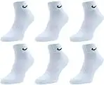 Nike Socken Herren Damen 6 Paar One Quater Socks Kurze Socke Knöchelhoch Weiß Schwarz Gemischt (weiss grau schwarz) Größe 34 36 38 40 42 44 46 48 50, Farbe:weiß, Grösse:42-46