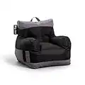 Big Joe Dorm Bean Bag Chair with Drink Holder and Pocket, Two Tone Black Smartmax, Durable Polyester Nylon Blend, 3 feet