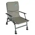 KMS Carpzilla Outdoor Portable Folding Carp Fishing Chair Camping Heavy Duty 4 Adjustable Legs Dark Green FC-053