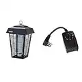 Flowtron BK-80D 80-Watt Electronic Insect Killer, 1-1/2 Acre Coverage & Woods 2001 Outdoor 24 Photocell Light Sensor, 6-Inch Cord, Weatherproof Timer with 2, 4, 6 or 8 Hours Mode, Black