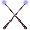 Light Up Magic Wizard Wands Sound Illuminating Toy Wand for Kids Party Costume Cosplay Accessory 2 Piece Brown