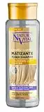 NaturVital - Champú SilverBlonde, Champú Matizador para Cabellos Rubios o Castaño Claro, Neutraliza y Matiza Mechas Rubias y Anaranjadas, con Pigmento Azul, Apto para Pelo Teñido o Natural, 300ml