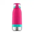 Ello Emma Vacuum Insulated Stainless Steel Water Bottle with Locking Leak Proof Lid and Soft Straw, BPA Free, Tropical Pink, 14oz