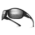 Queshark Lunettes de Soleil de Sport Polarisées pour Homme et Femme Cyclisme Course à Pied Golf Pêche Wrap Around Lunettes