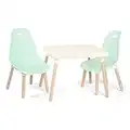 B. Spaces - Set tavolo e sedie per bambini - 1 tavolo per l'artigianato e 2 sedie per bambini - Gambe in legno naturale - Mobili per bambini, Menta e Avorio - 3 anni+ (BX1866C1Z)