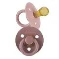 Itzy Ritzy Natural Rubber Pacifiers, Set of 2 – Natural Rubber Newborn Pacifiers with Cherry-Shaped Nipple & Large Air Holes for Added Safety; Set of 2 in Blossom & Rosewood, Ages 0 – 6 Months