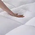 Mattress Topper Queen, Cooling Plush Bed Topper Thick Mattress Pillow Top Mattress Pad, Hotel Quality Down Alternative Pillow Topper for Queen Size Bed with Deep Pocket