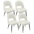 chairus Set of 4 Velvet Dining Chairs for Kitchen Living Room Modern Armless Office Chair Hollow Back Upholstered Corner Chairs with Metal Legs (Beige-4)