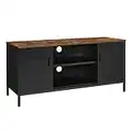 SONGMICS TV Stand, TV Cabinet for TV up to 55 Inches, TV Console with Doors, 3 Adjustable Shelves, Rustic Brown and Black ULTS103B01