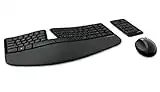 Microsoft – Sculpt Ergonomic Desktop – Ensemble clavier et souris ergonomiques sans fil avec récepteur USB (repose poignets, pavé numérique séparé) – (Clavier AZERTY français) – Noir (L5V-00007)