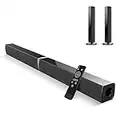 MZEIBO Sound Bar, Split TV Soundbar 50W Bluetooth 5.0 Bars 4 Speakers Deep Bass Home Theater Speaker (2 in 1 Detachable/Optical/HDMI/Aux/Remote Control/Wall-Mounted)