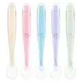 Vicloon Cucharas Bebé Silicona, 5 Piezas Cucharas de Aprendizaje para Bebe, Silicona Suave Cuchara de Punta de alimentación para Bebés, Cuchara para Bebé Niño