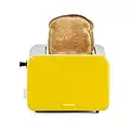 Mellerware - Toaster Grille-pain Crispy! 850W | Design originale compacte | Trois couleurs | 2 compartiments de 14 x 4 cm | Fonction de réchauffage et de décongélation avec ramasse-miettes | Jaune