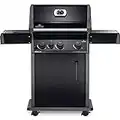 Napoleon Rogue 425 BBQ Grill, Black, Natural Gas - R425SBNK-1-OB - with Three Burners and Range Gas Side Burner, Folding Side Shelves, Instant Failsafe Ignition - 425 sq. in + range burner