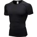 Anawakia Chemise de compression à manches courtes pour homme - T-shirt de compression pour homme - Noir - Taille S