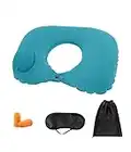 Inflatable Travel Pillow Manual pressurized Automatic Inflatable Pillow U-Shaped Light Blue Breathable Comfortable Pillow core Cervical Lumbar Office Rest Travel The Best Gift