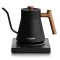 POLIVIAR Electric Gooseneck Kettle, 1200W Electric Tea Kettle Real Wood Handle, 34oz Pour Over Electric Kettle for Coffee & Tea, 18/8 Stainless Steel Inner, Temperature Control & Rapid Heating