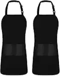 Utopia Kitchen Adjustable Bib Apron (2-Pack) Water Oil Resistant Chef Cooking Kitchen Aprons with Pockets for Men Women (Black)