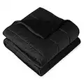 Bare Home Weighted Blanket Queen Size 17lb (60" x 80") for Adults - Minky Fleece - Premium Heavy Blanket Nontoxic Glass Beads (Black, 60"x80")