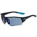 Nike Golf Skylon Ace XV Junior Sunglasses, Matte Midnight Navy/Blue Lagoon Frame, Grey with Blue Sky Flash Lens