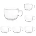 Maredash 16oz Glass Jumbo Mugs With Handle For Coffee, Tea, Soup,Clear Drinking Cup,Set of 6