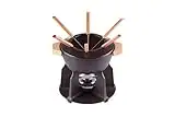 Le Creuset Enamelled Cast Iron Fondue Set, Include 2 Wooden Handles, Splash Guard, Rechaud and 6 Fondue Forks, 2 Litre Capacity, Black, 60612000000460