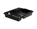 Large Dish Drainer Strong Plastic Holds up to 12 plates with two cutlery drainer Midnight (Dark Grey) 46.50 x 38.00 x 9.00 cm