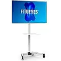 FITUEYES Mobile TV Cart with Wheels for 32-60 Inch LCD LED Flat Screen TVs up to 77 lbs White Rolling TV Stand with Height Adjustable Shelf Trolley Floor Stand White