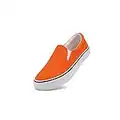 Low-Top Slip Ons Women's Fashion Sneakers Casual Canvas Sneakers for Women Comfortable Flats Breathable Padded Insole Slip on Sneakers Women Low Slip on Shoes, 9, Orange