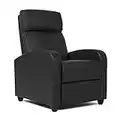 FDW Wingback Recliner Chair Leather Single Modern Sofa Home Theater Seating for Living Room, Black