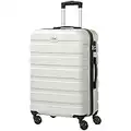 Luggage AnyZip PC ABS Hardside Lightweight Suitcase with 4 Universal Wheels TSA Lock Checked-Medium 24 Inch（White）