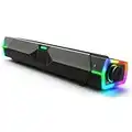 Fishcovers Bluetooth Computer Speakers for PC Desktop Monitor, RGB PC Sound Bar, USB Powered PC Speakers, HiFi Stereo Gaming Speakers for Laptop