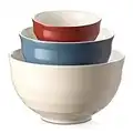 DOWAN Ceramic 4.25/2/0.5 Qt Mixing Bowls for Kitchen, Nesting Large Mixing Bowl Set for Space Saving Storage, Great for Cooking, Baking, Prepping