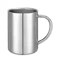 luvtree 400 ml doppelwandiger Kaffeebecher, isolierte Edelstahl-Teetassen, Metall-Milchbecher mit Griff, doppellagige Isolierfunktion, Saft, Kaltgetränkebecher, Reise-Campingbecher