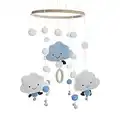 Mobile Baby Windspiel Krippe mit Filzbällen 3D Wolken Mobile Bettglocke Babybett Hängende Spiel Mobile Baby Jungen Mädchen für Kinderzimmer Kinder Bett Dekor Geschenke (Blau)