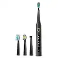 Sonic Electric Toothbrush for Adults , Rechargeable Power Toothbrushes with 5 Modes,Smart Timer,4 Brush Heads,4 Hours USB Fast Charge for 30 Days,Black