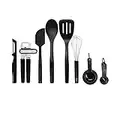 KitchenAid - Kit de 15 Ustensiles de Cuisine Variés, Résistants à la Chaleur et Lavables au Lave-Vaisselle - Noir