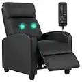 Massage Recliner Chair，PU Leather Single Sofa with Adjustable Backrest and Footrest Massage Recliner Sofa with Padded Wide Seat Wingback Chair ，for Living Room Home Theater (Black)