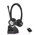 MAIRDI Cuffie Bluetooth Senza Fili, Auricolare Bluetooth con Microfono, Cuffie Wireless con adattatore Bluetooth USB per PC, videoconferenza, Camionista, Ufficio, Call Center, Skype, Nero