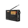 SIHUADON R-108 Radio portable AM FM LW MW AIR Bande DSP Full Band Portable Radio avec minuterie de sommeil Réveil 500 mémoires prédéfinis Stations Un cadeau pour les parents (Noir)