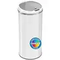 iTouchless 13 Gallon Touchless Sensor Trash Can with Odor Filter System, Round Steel Garbage Bin, Perfect for Home, Kitchen, Office, Alpine White 13 Gal