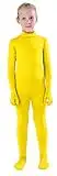 Full Bodysuit Kids Dancewear Solid Color Spandex Zentai Child Unitard (Large, Yellow)