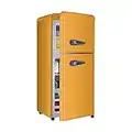 ZR Refrigerador Retro Europeo, Refrigerador De Doble Puerta para Refrigeración Y Congelación, Ahorro De Energía, Mini Congelador, Dormitorio, Oficina, Hogar, Amarillo 40x45x90cm