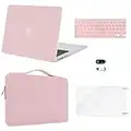 MOSISO Compatible with MacBook Air 13 inch Case (A1369 A1466, Older Version 2010-2017 Release), Plastic Hard Shell Case & Sleeve Bag & Keyboard Cover & Webcam Cover & Screen Protector, Rose Quartz