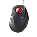 Elecom DEFT Ratón Trackball con cable, control de dedos, función de 8 botones con seguimiento suave, diseño ergonómico, sensor óptico para juegos, bola roja lisa, Windows11, macOS (M-DT2URBK-G)