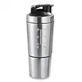 Foreverup Shaker Proteico in Acciaio Inox, 600ml Shaker per Proteine Fitness, Shaker Proteiche per Palestra, Allenamento, Fitness, Sport (Argento)