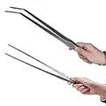 Firesteed Extra Long Handle Aquarium Tweezers Serving Tongs Feed clamp,2 Pack Stainless Steel Straight and Curved Tweezers Set for Fish Tank Plants Reptile Feeding Tongs（15 Inchs）