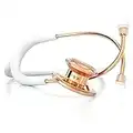 MDF® MD One® Stainless Steel Premium Dual Head Stethoscope - Full Lifetime Warranty & Free-Parts-for-Life - Rose Gold Edition - White (MDF777RG-29)