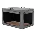 Petsfit Dog Crate, Portable Dog Crate for Small Dogs, Soft Dog Crate with Removable Mat and Pocket for Storage, Grey,S:61cm x 45cm x 43cm